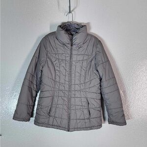 Faded Glory Gray Winter Puffer Jacket Coat Women's M 8/10 Full Zip Front Pockets